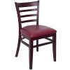 BFM Seating Berkeley Dark Mahogany Beechwood Ladder Back Side Chair With 2" Burgundy Vinyl Seat
