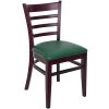BFM Seating Berkeley Dark Mahogany Beechwood Ladder Back Side Chair With 2" Green Vinyl Seat