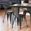 LT&S Alloy Series Lancaster Table & Seating Alloy Series Black Metal Indoor Industrial Cafe Arm Chair With Black Wooden Seat -BFM Seating sHOP 2293333