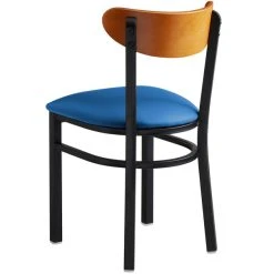 LT&S Boomerang Series Lancaster Table & Seating Boomerang Black Finish Chair With 2 1/2" Blue Vinyl Padded Seat And Cherry Wood Back -BFM Seating sHOP 2293439