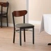 LT&S Boomerang Series Lancaster Table & Seating Boomerang Black Finish Chair With 2 1/2" Taupe Vinyl Padded Seat And Antique Walnut Wood Back