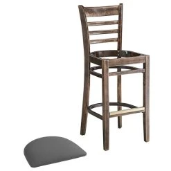 Lancaster Table & Seating Vintage Finish Wooden Ladder Back Bar Height Chair With Dark Gray Padded Seat 9 Lancaster Table & Seating Vintage Finish Wooden Ladder Back Bar Height Chair With Dark Gray Padded Seat -BFM Seating sHOP 2294059