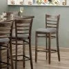Lancaster Table & Seating Vintage Finish Wooden Ladder Back Bar Height Chair With Light Gray Padded Seat -BFM Seating sHOP 2294069