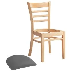 Lancaster Table & Seating Natural Finish Wooden Ladder Back Chair With Dark Gray Padded Seat -BFM Seating sHOP 2294972
