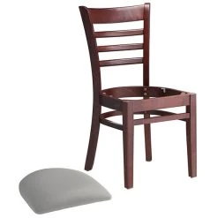 Lancaster Table & Seating Mahogany Finish Wooden Ladder Back Chair With Light Gray Padded Seat 8 Lancaster Table & Seating Mahogany Finish Wooden Ladder Back Chair With Light Gray Padded Seat -BFM Seating sHOP 2295000