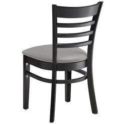 Lancaster Table & Seating Black Finish Wooden Ladder Back Chair With Light Gray Padded Seat 8 Lancaster Table & Seating Black Finish Wooden Ladder Back Chair With Light Gray Padded Seat -BFM Seating sHOP 2295034