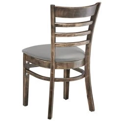 Lancaster Table & Seating Vintage Finish Wooden Ladder Back Chair With Light Gray Padded Seat -BFM Seating sHOP 2295142