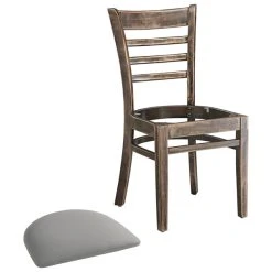 Lancaster Table & Seating Vintage Finish Wooden Ladder Back Chair With Light Gray Padded Seat -BFM Seating sHOP 2295143