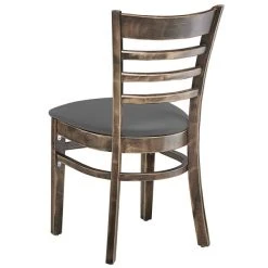 Lancaster Table & Seating Vintage Finish Wooden Ladder Back Chair With Dark Gray Padded Seat -BFM Seating sHOP 2295149