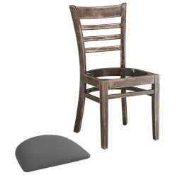 Lancaster Table & Seating Vintage Finish Wooden Ladder Back Chair With Dark Gray Padded Seat -BFM Seating sHOP 2295150