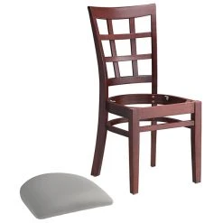 Lancaster Table & Seating Mahogany Finish Wooden Window Back Chair With Light Gray Padded Seat -BFM Seating sHOP 2295247