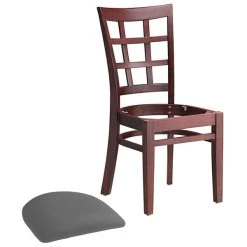 Lancaster Table & Seating Mahogany Finish Wooden Window Back Chair With Dark Gray Padded Seat 9 Lancaster Table & Seating Mahogany Finish Wooden Window Back Chair With Dark Gray Padded Seat -BFM Seating sHOP 2295254
