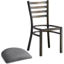 Lancaster Table & Seating Distressed Copper Finish Ladder Back Chair With 2 1/2" Dark Gray Vinyl Padded Seat -BFM Seating sHOP 2295462