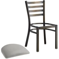 Lancaster Table & Seating Distressed Copper Finish Ladder Back Chair With 2 1/2" Light Gray Vinyl Padded Seat -BFM Seating sHOP 2295470