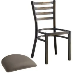 Lancaster Table & Seating Distressed Copper Finish Ladder Back Chair With 2 1/2" Taupe Vinyl Padded Seat -BFM Seating sHOP 2295473