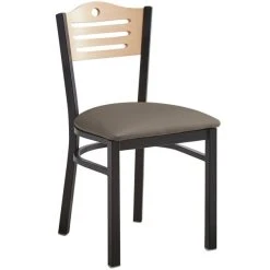 Lancaster Table & Seating Natural Finish Bistro Dining Chair With 2 1/2" Taupe Vinyl Padded Seat -BFM Seating sHOP 2296623