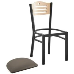 Lancaster Table & Seating Natural Finish Bistro Dining Chair With 2 1/2" Taupe Vinyl Padded Seat -BFM Seating sHOP 2296625