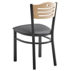 Lancaster Table & Seating Natural Finish Bistro Dining Chair With 2 1/2" Dark Gray Vinyl Padded Seat - Detached Seat 8 Lancaster Table & Seating Natural Finish Bistro Dining Chair With 2 1/2" Dark Gray Vinyl Padded Seat - Detached Seat -BFM Seating sHOP 2296628
