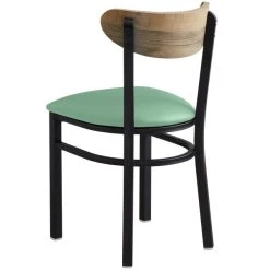 LT&S Boomerang Series Lancaster Table & Seating Boomerang Black Finish Chair With 2 1/2" Seafoam Vinyl Padded Seat And Driftwood Back -BFM Seating sHOP 2297129