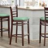 Lancaster Table & Seating Mahogany Finish Wooden Ladder Back Bar Height Chair With Seafoam Padded Seat -BFM Seating sHOP 2297201