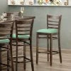 Lancaster Table & Seating Vintage Finish Wooden Ladder Back Bar Height Chair With Seafoam Padded Seat -BFM Seating sHOP 2297226
