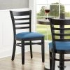 Lancaster Table & Seating Black Finish Wooden Ladder Back Chair With Blue Padded Seat -BFM Seating sHOP 2297254