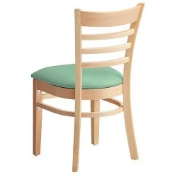 Lancaster Table & Seating Natural Finish Wooden Ladder Back Chair With Seafoam Padded Seat -BFM Seating sHOP 2297356
