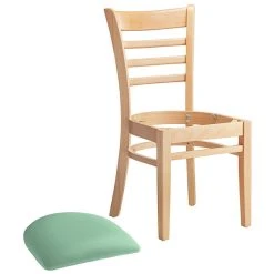 Lancaster Table & Seating Natural Finish Wooden Ladder Back Chair With Seafoam Padded Seat -BFM Seating sHOP 2297357