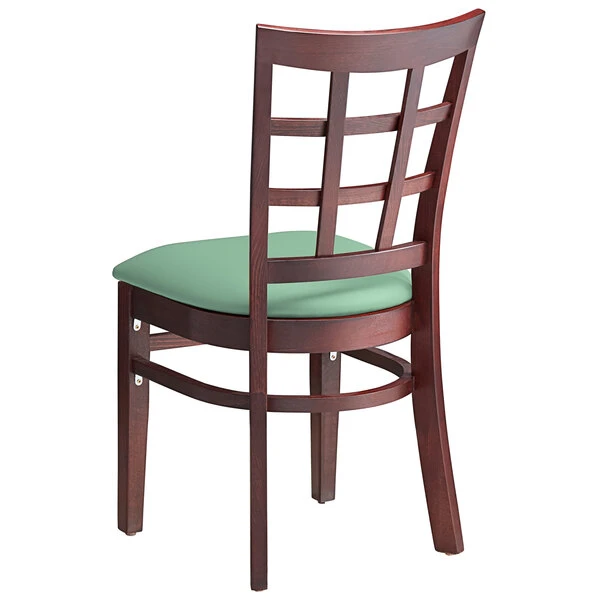 Lancaster Table & Seating Mahogany Finish Wooden Window Back Chair With Seafoam Padded Seat 5 Lancaster Table & Seating Mahogany Finish Wooden Window Back Chair With Seafoam Padded Seat - Image 3