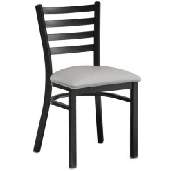 Lancaster Table & Seating Black Finish Ladder Back Chair With 2 1/2" Light Gray Vinyl Padded Seat 7 Lancaster Table & Seating Black Finish Ladder Back Chair With 2 1/2" Light Gray Vinyl Padded Seat -BFM Seating sHOP 2297499