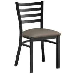 Lancaster Table & Seating Black Finish Ladder Back Chair With 2 1/2" Taupe Vinyl Padded Seat -BFM Seating sHOP 2297506