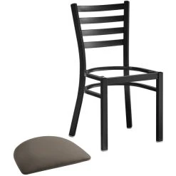 Lancaster Table & Seating Black Finish Ladder Back Chair With 2 1/2" Taupe Vinyl Padded Seat -BFM Seating sHOP 2297508