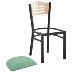 Lancaster Table & Seating Natural Finish Bistro Dining Chair With 2 1/2" Seafoam Vinyl Padded Seat 9 Lancaster Table & Seating Natural Finish Bistro Dining Chair With 2 1/2" Seafoam Vinyl Padded Seat -BFM Seating sHOP 2297826