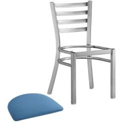 Lancaster Table & Seating Clear Coat Finish Ladder Back Chair With 2 1/2" Blue Vinyl Padded Seat 9 Lancaster Table & Seating Clear Coat Finish Ladder Back Chair With 2 1/2" Blue Vinyl Padded Seat -BFM Seating sHOP 2298326