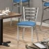 Lancaster Table & Seating Clear Coat Finish Ladder Back Chair With 2 1/2" Blue Vinyl Padded Seat -BFM Seating sHOP 2298327