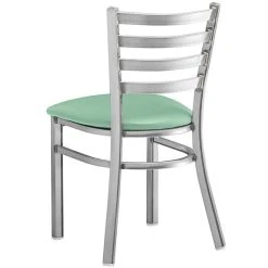 Lancaster Table & Seating Clear Coat Finish Ladder Back Chair With 2 1/2" Seafoam Vinyl Padded Seat -BFM Seating sHOP 2298335