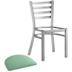 Lancaster Table & Seating Clear Coat Finish Ladder Back Chair With 2 1/2" Seafoam Vinyl Padded Seat -BFM Seating sHOP 2298336