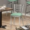 Lancaster Table & Seating Clear Coat Finish Ladder Back Chair With 2 1/2" Seafoam Vinyl Padded Seat -BFM Seating sHOP 2298337