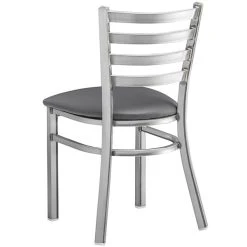 Lancaster Table & Seating Clear Coat Finish Ladder Back Chair With 2 1/2" Dark Gray Vinyl Padded Seat -BFM Seating sHOP 2298342