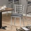 Lancaster Table & Seating Clear Coat Finish Ladder Back Chair With 2 1/2" Dark Gray Vinyl Padded Seat -BFM Seating sHOP 2298344