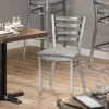 Lancaster Table & Seating Clear Coat Finish Ladder Back Chair With 2 1/2" Light Gray Vinyl Padded Seat -BFM Seating sHOP 2298351