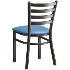 Lancaster Table & Seating Distressed Copper Finish Ladder Back Chair With 2 1/2" Blue Vinyl Padded Seat -BFM Seating sHOP 2298729
