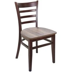 BFM Seating Berkeley Dark Walnut Beechwood Ladder Back Side Chair With Relic Knotty Pine Seat