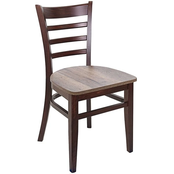 BFM Seating Berkeley Dark Walnut Beechwood Ladder Back Side Chair With Relic Knotty Pine Seat 3 BFM Seating Berkeley Dark Walnut Beechwood Ladder Back Side Chair With Relic Knotty Pine Seat
