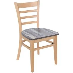 BFM Seating Berkeley Natural Beechwood Ladder Back Side Chair With Relic Farmhouse Seat