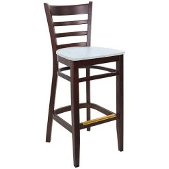 BFM Seating Berkeley Dark Walnut Beechwood Ladder Back Barstool With Relic Antique Wash Seat