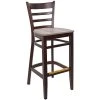 BFM Seating Berkeley Dark Walnut Beechwood Ladder Back Barstool With Relic Knotty Pine Seat