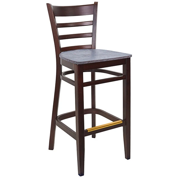 BFM Seating Berkeley Dark Walnut Beechwood Ladder Back Barstool With Relic Rustic Copper Seat 3 BFM Seating Berkeley Dark Walnut Beechwood Ladder Back Barstool With Relic Rustic Copper Seat