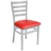 BFM Seating Lima Silver Mist Steel Side Chair With 2" Red Vinyl Seat -BFM Seating sHOP 2312052