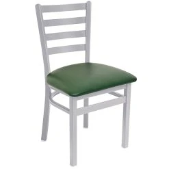 BFM Seating Lima Silver Mist Steel Side Chair With 2" Green Vinyl Seat